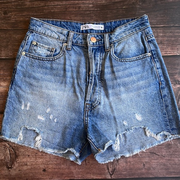 Zara High Waisted Distressed Denim 